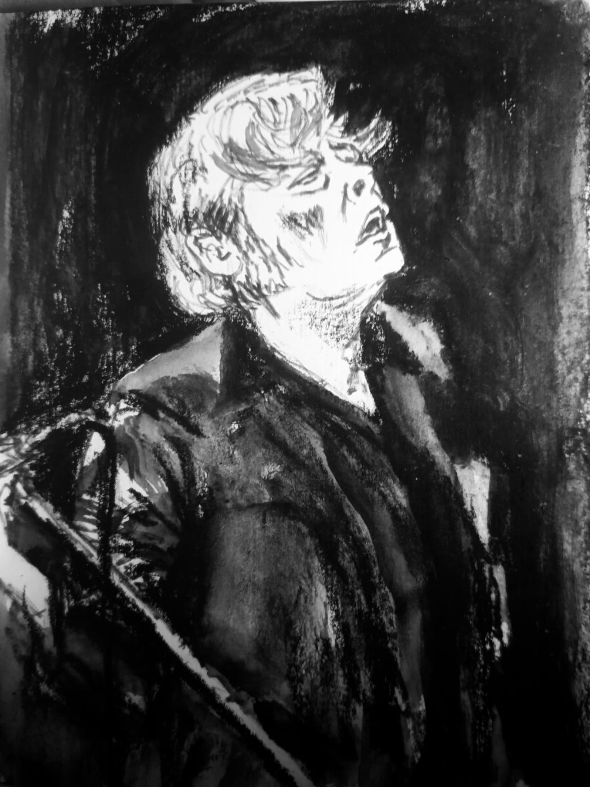 Arno — portrait, encre et crayon noir & blanc